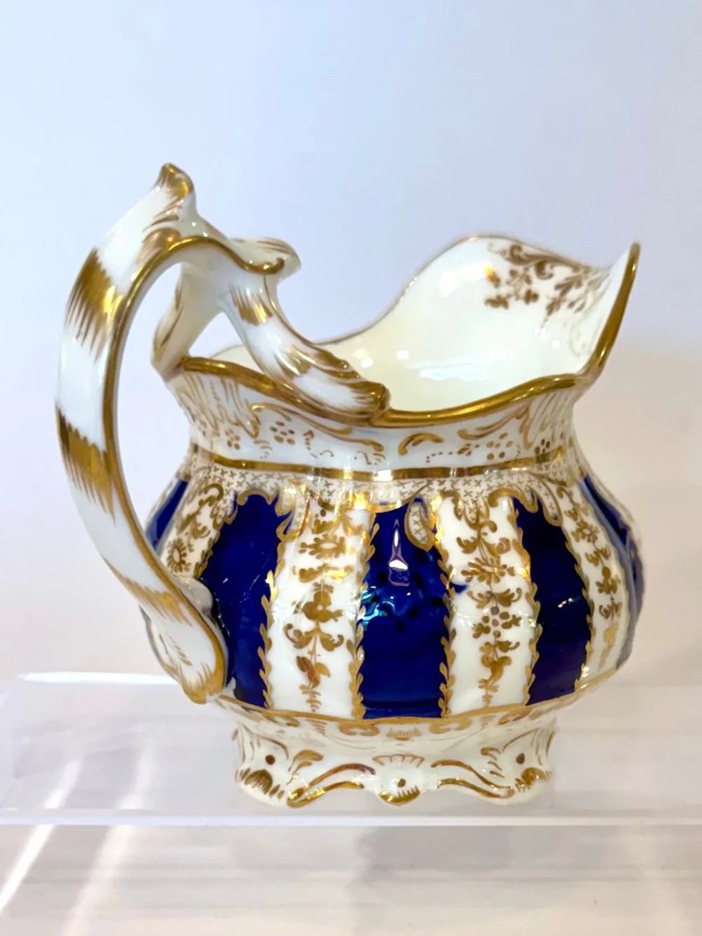 Antique Samuel Alcock Cobalt Gold Creamer Jug 1840